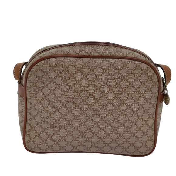 CELINE Macadam Canvas Shoulder Bag Beige Auth 77624 - Picture 2 of 16